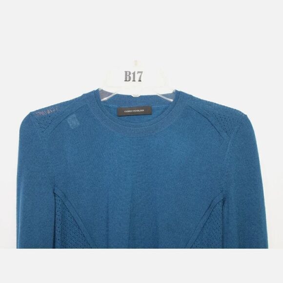 AEFFE SPA CEDRIC CHARLIER BLUE 100% VIRGIN WOOL SWEATER SIZE 6 - Picture 3 of 5